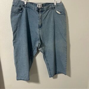 Mainstreet Blues Women’s Plus Size 24W Light Wash Denim Capri Pants 100% Cotton